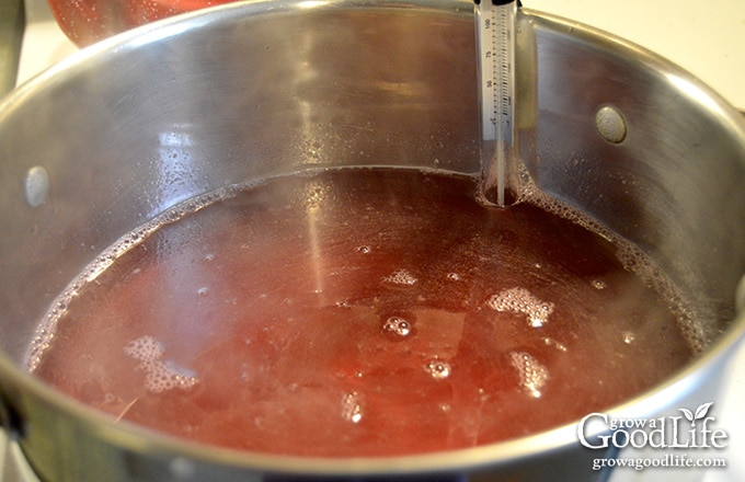 crabapple juice in a large pot to make jelly