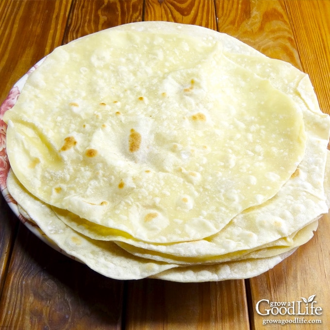 homemade flour tortillas on a plate