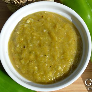 This roasted green chile sauce pairs perfectly with Mexican inspired dishes, including burritos, enchiladas, tamales, and more.