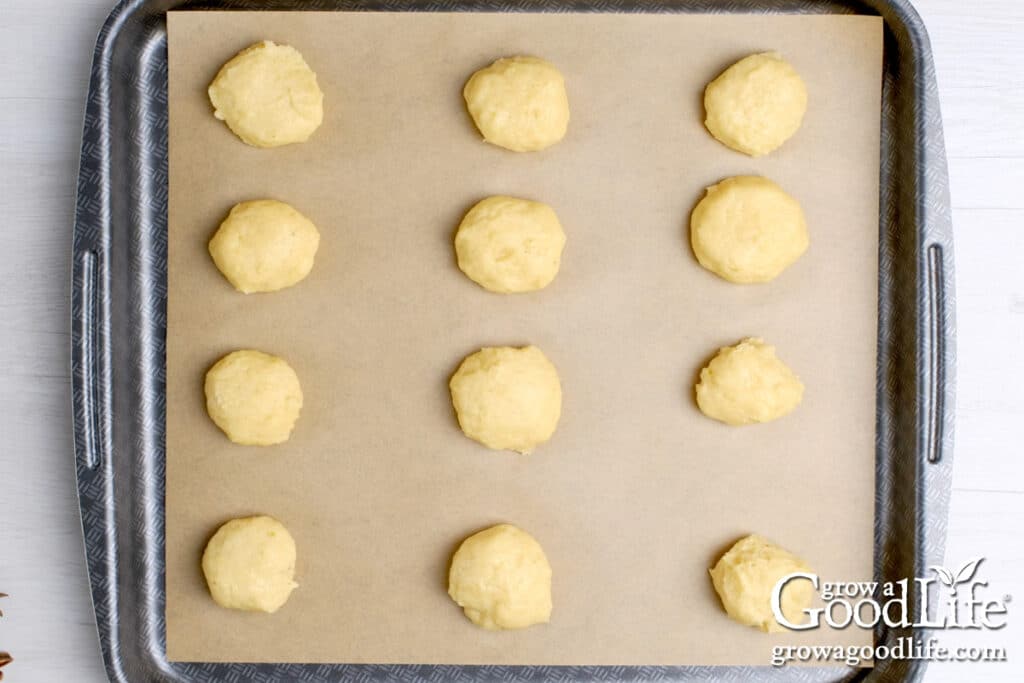 Italian anise cookies on a baking sheet ready to bake in a preheated oven.