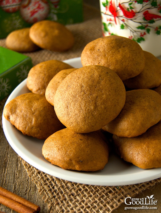 plate of molasses cookies on a table