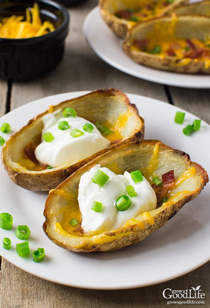 Potatoes, bacon, and cheddar cheese are a delicious combination! Enjoy these potato skins as an appetizer, snack, or side dish.