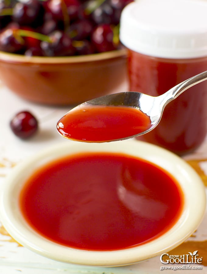 small bowl and spoon full of sweet and sour sauce