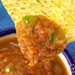 This tomato salsa recipe is packed with tomato, peppers, onions, and just enough spicy tingle to tickle your taste buds. Open a jar any time and enjoy with tortilla chips or with your favorite Mexican inspired meals.