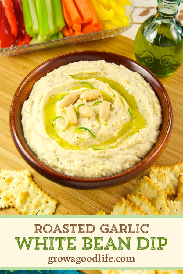 This simple recipe for white bean dip is filled with flavor. Begin with Cannellini beans, add roasted garlic, rosemary, olive oil, and brighten with lemon juice and zest. Puree to a smooth and creamy texture that pairs well with crackers and veggies. 