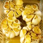 Roasting turns the sharp garlic flavor into one that is milder and sweeter. Roasted garlic is delicious spread on homemade bread, and it adds a flavorful depth to dips, soups, stews, and salad dressing.