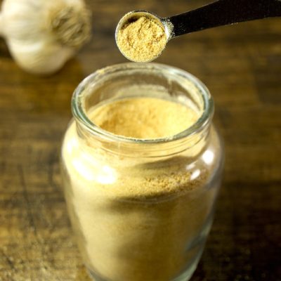 Make your own garlic powder by dehydrating and grinding garlic cloves. If you grow garlic or purchase in bulk and still have an abundance in storage come spring, it may be worth the effort to turn the excess into garlic powder before the cloves go bad.
