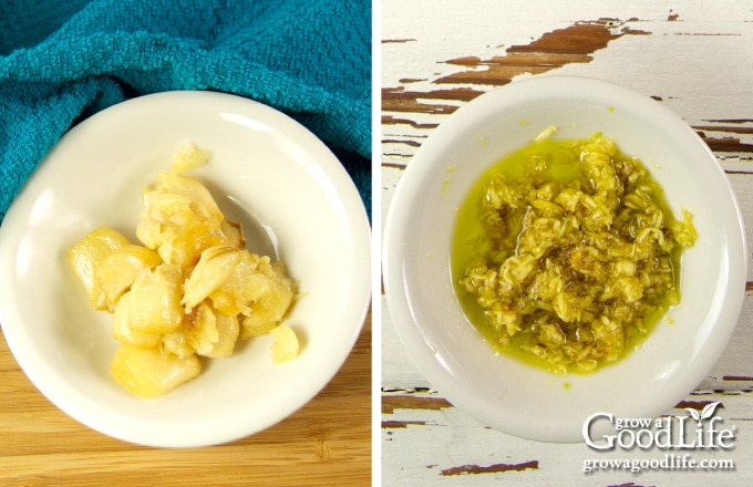 Roasted and mashed garlic