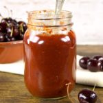 This smoky, rich flavored cherry barbecue sauce can be slathered on virtually any type of meat, including chicken, pork, and beef.