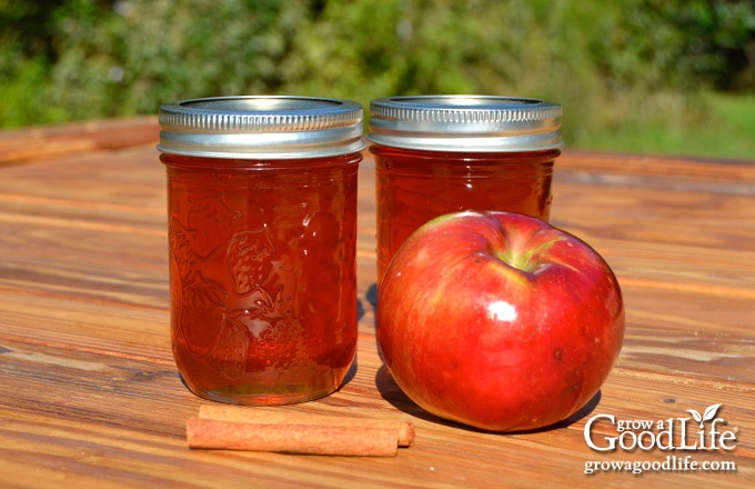 jars of apple jelly on a table