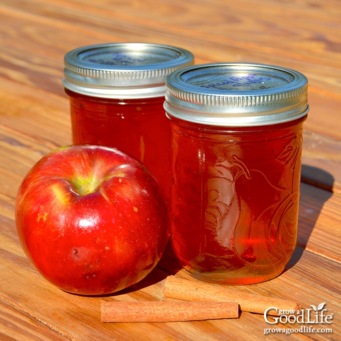 jars of apple jelly on a table