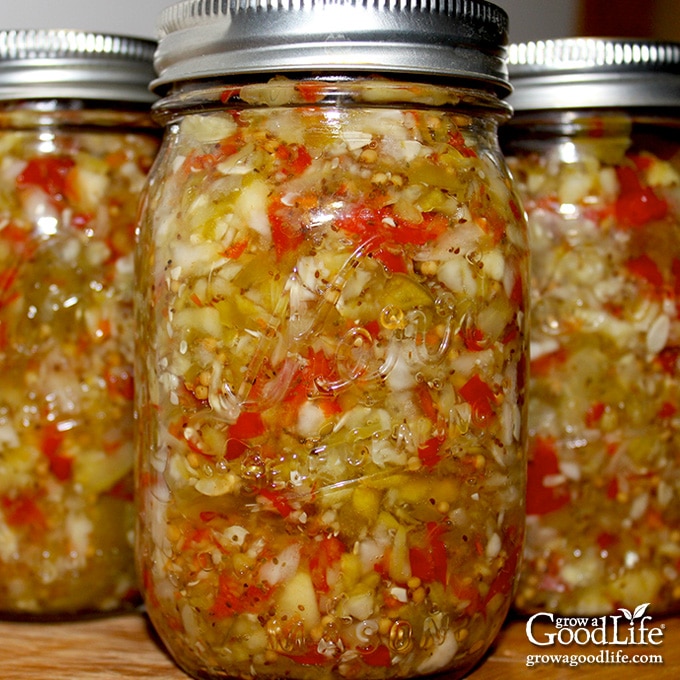 jars of zucchini relish on a table
