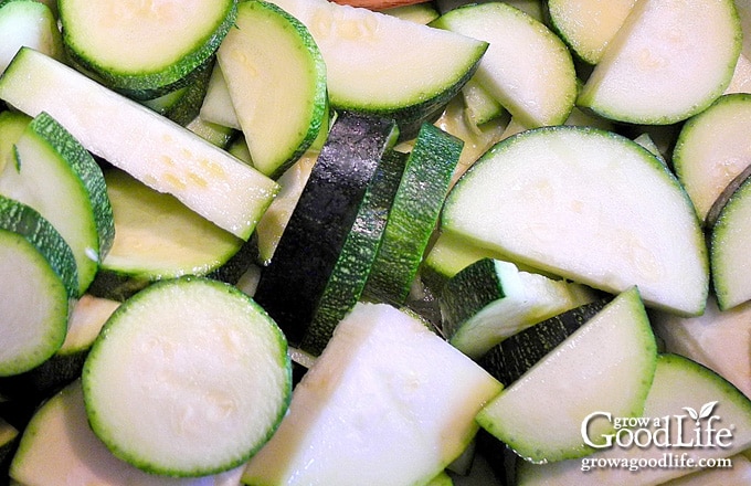 closeup of a pile of zucchini slices