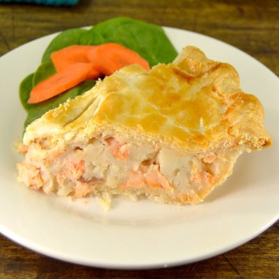 This recipe for salmon pie is a seaside version of the classic French-Canadian meat pie. It is often served right along with meat pie on Christmas Eve and New Years Eve.