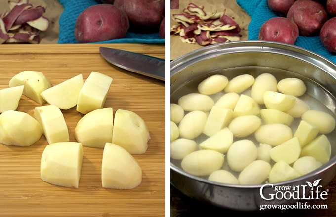 potatoes cut into 2-inch pieces for canning