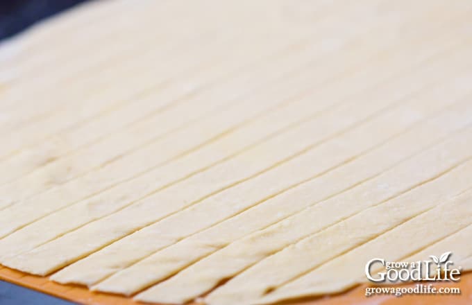 pasta dough cut into long strips