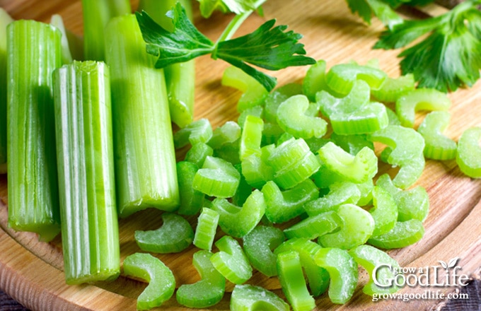 celery pieces on a cutting board