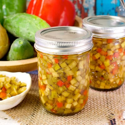 jars of relish on a white table