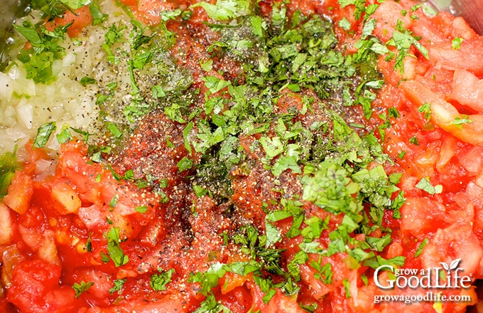 salsa ingredients in a pot