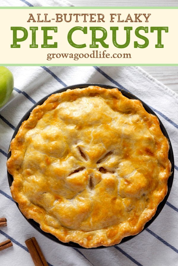 overhead photo of a baked pie with text overlay
