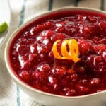 fresh cranberry sauce in a bowl on a table