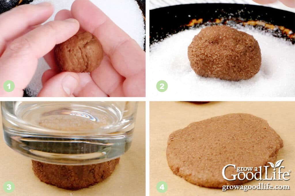 A collage showing the steps for shaping the gingersnaps.