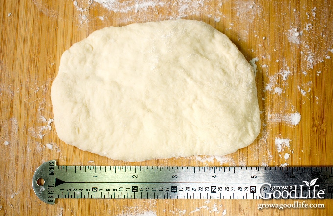 forming the dough into a rectangle