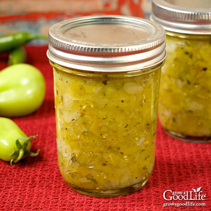 Spicy Green Tomato Salsa Verde Canning Recipe