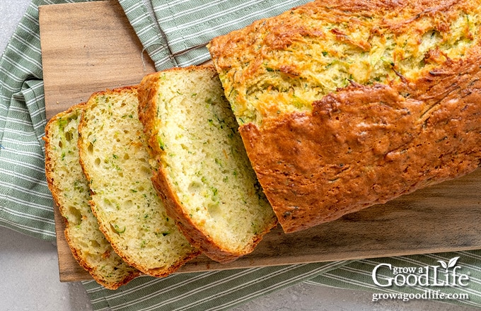 Overhead view of zucchini bread.