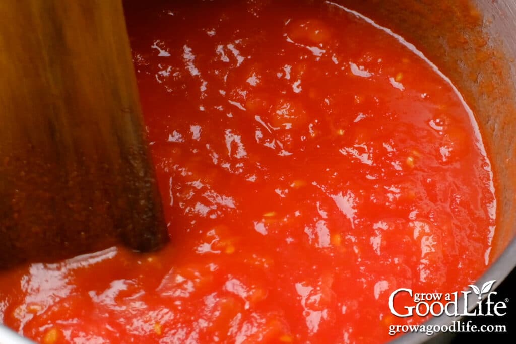 Tomatoes cooked until soft and juicy.