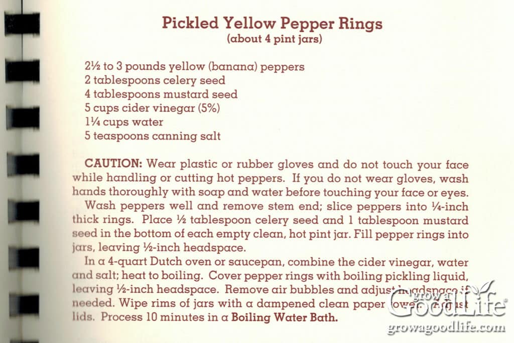 Image of a canning recipe from the USDA Guide.
